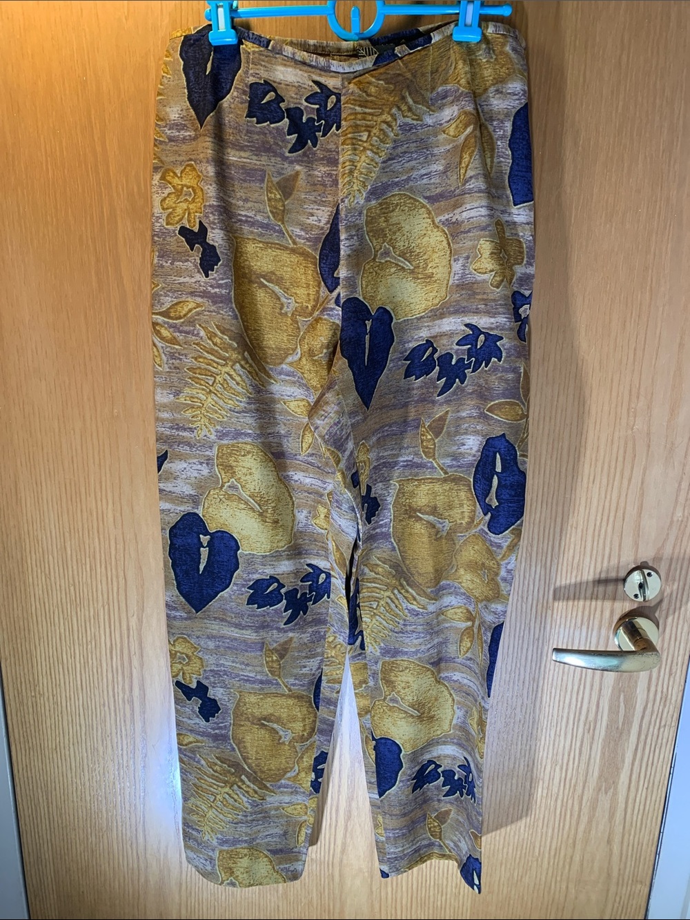 dana b. and Karen Silk/Linen Pants-Mustard, Tan/Black - US Size 10